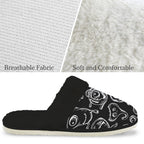 Monsters In Black And White Women's Fur Trim Thick-Sole Indoor Slippers Women's Fur Trimmed Slippers Printed Offshore Sci Fi