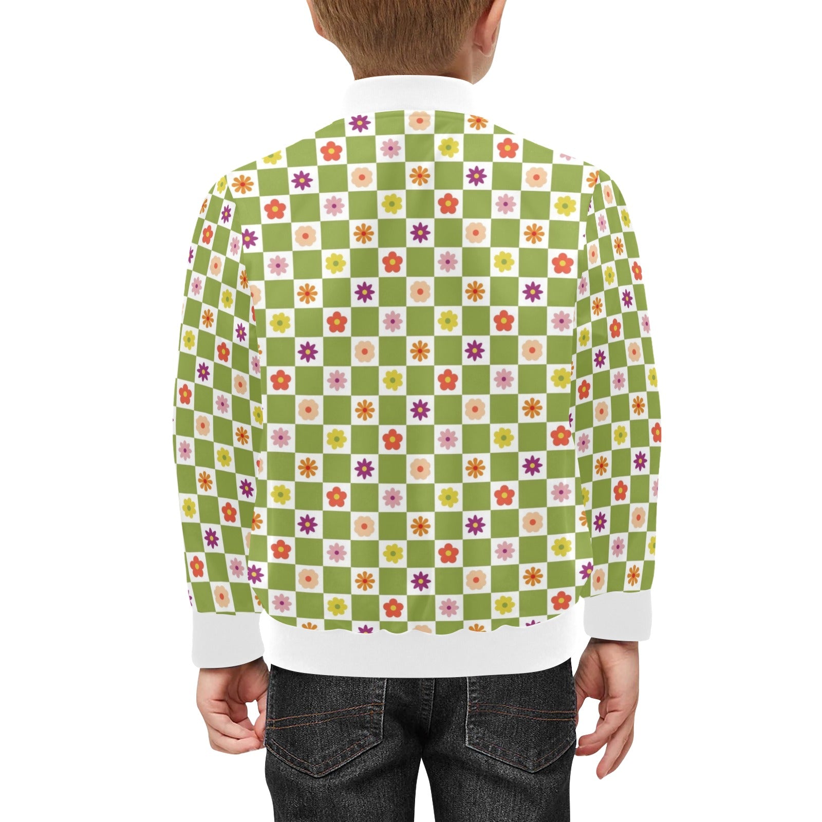Flower Check Kids Bomber Jacket