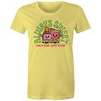 Always SweetNever Bitter, Cake And Coffee - Womens T-shirt Yellow Womens T-shirt Coffee Food Printed In Australia