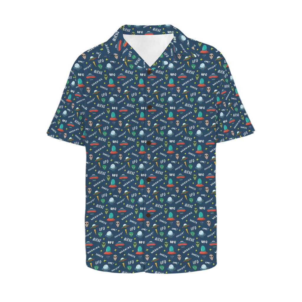 UFO's And Aliens Men's Short Sleeve Hawaiian Shirt Men's Hawaiian Shirt (New) Printed Offshore Sci Fi