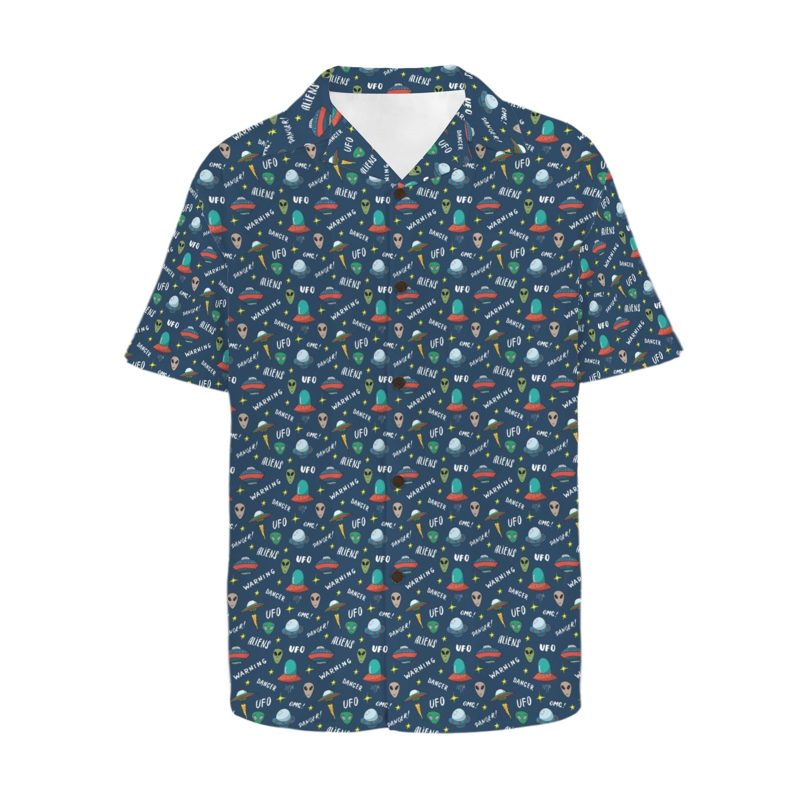 UFO's And Aliens Men's Short Sleeve Hawaiian Shirt Men's Hawaiian Shirt (New) Printed Offshore Sci Fi