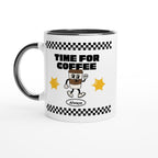 Time For Coffee, Always - White 11oz Ceramic Mug with Colour Inside Ceramic Black Colour 11oz Mug coffee Globally Fulfilled retro