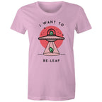 I Want To Be-Leaf - Womens T-shirt Pink Womens T-shirt Printed In Australia Sci Fi