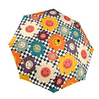 Happy Retro Flowers - Semi-Automatic Foldable Umbrella (Model U12) One Size Semi-Automatic Foldable Umbrella (U12)
