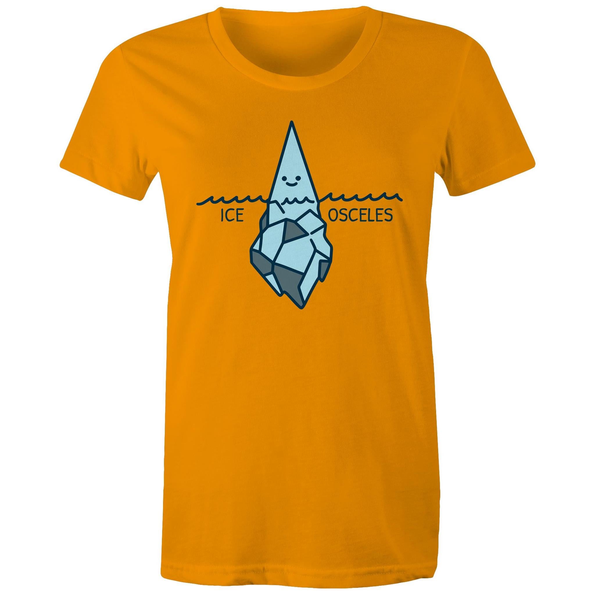 Ice-osceles, Isosceles, Maths - Womens T-shirt Orange Womens T-shirt Maths Printed In Australia