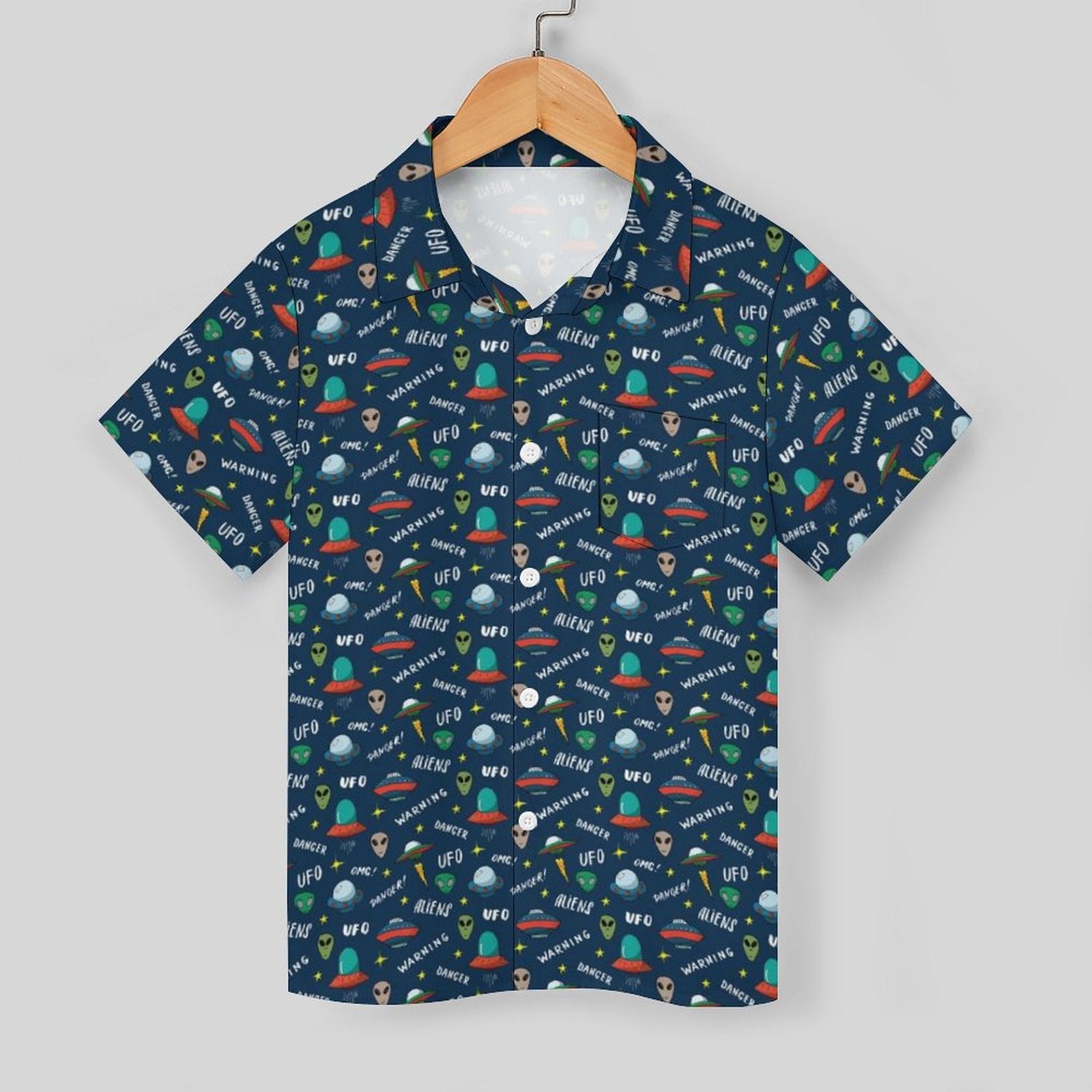 Aliens And UFO's Kids Youth Short Sleeve Button Up Shirt