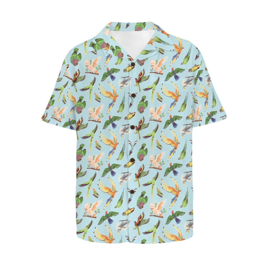 Parrots Men's Short Sleeve Hawaiian Shirt Men's Hawaiian Shirt (New) animal Birds Printed Offshore