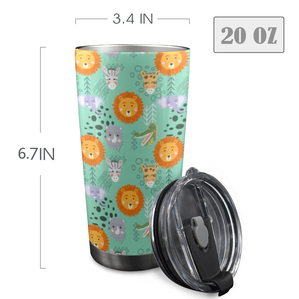 Safari Animals 20oz Mobile Tumbler with Lid (Black Lock) 20oz Travel Mug animal Printed Offshore