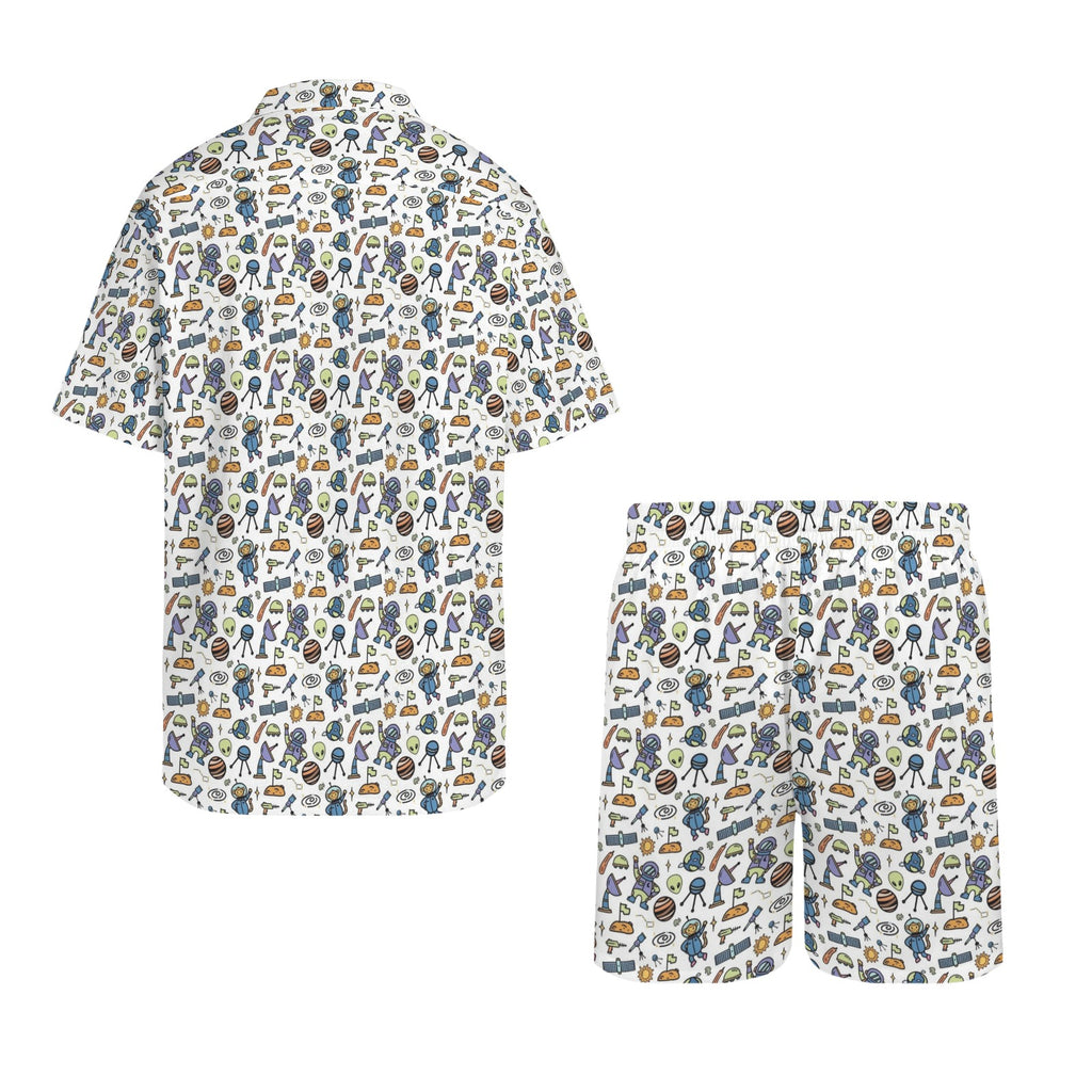 All About Space Men's Hawaiian Shirt & Shorts Set Men's Hawaiian Shirt & Shorts Set Printed Offshore Space