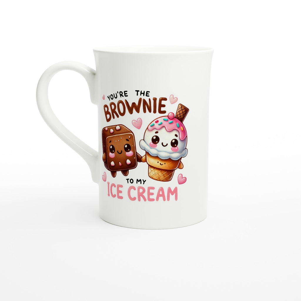 You're The Brownie To My Ice Cream, Valentine - White 10oz Porcelain Slim Mug Default Title Porcelain Mug Food Globally Fulfilled Love
