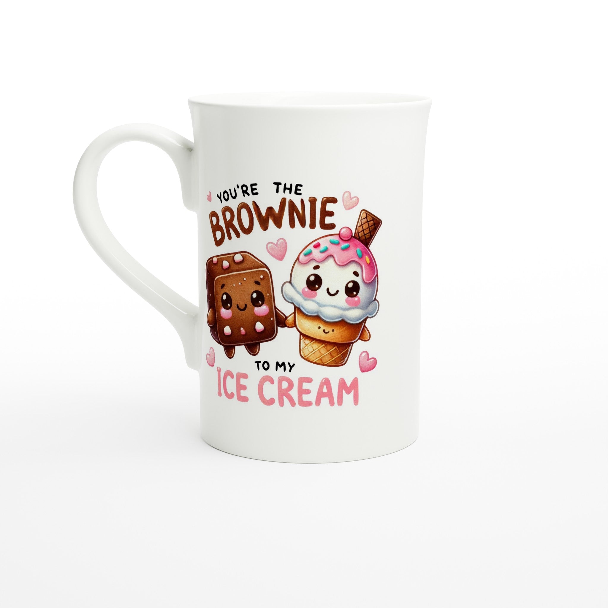 You're The Brownie To My Ice Cream, Valentine - White 10oz Porcelain Slim Mug Default Title Porcelain Mug Food Globally Fulfilled Love