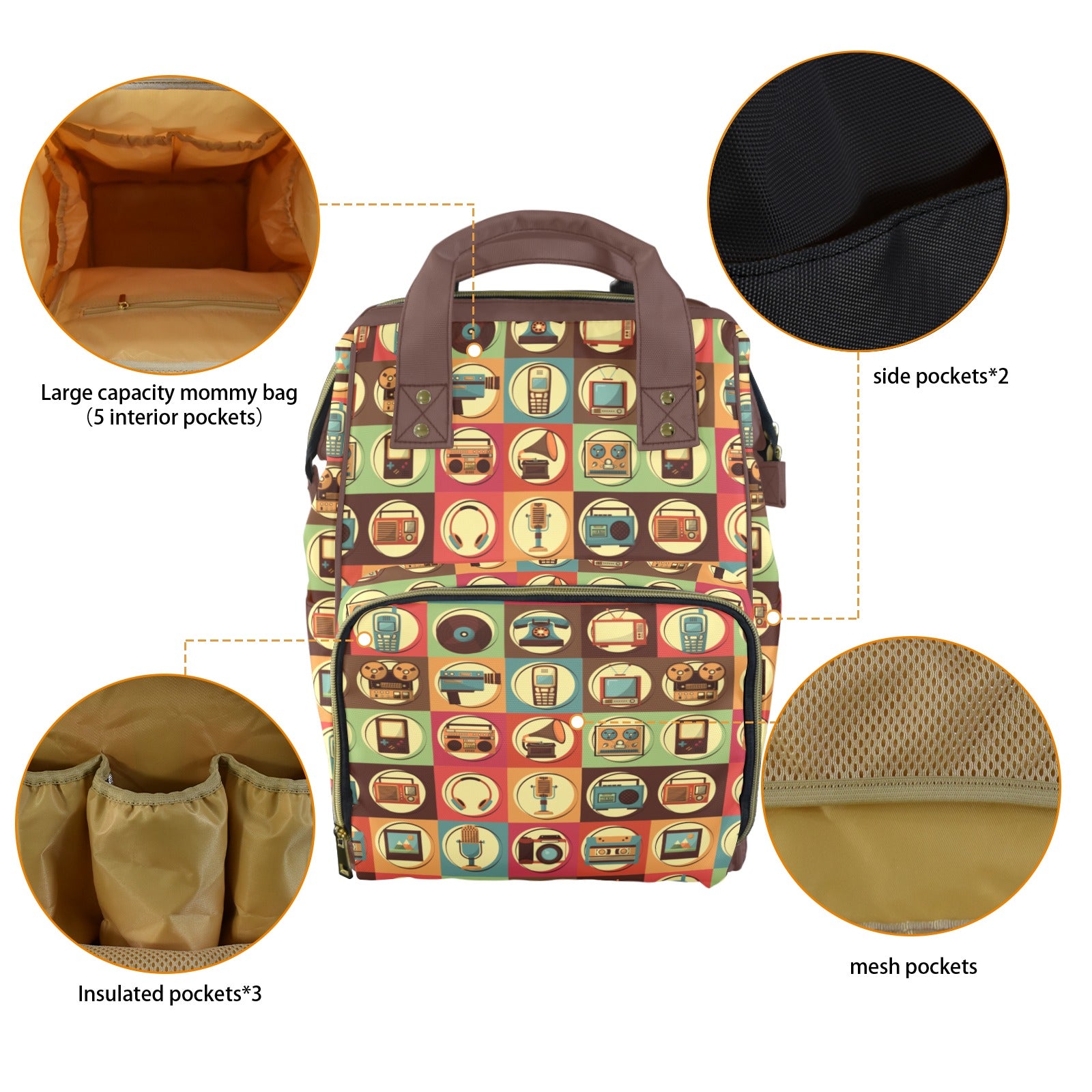 Retro Life - Multi-Function Backpack, Nappy / Diaper Bag