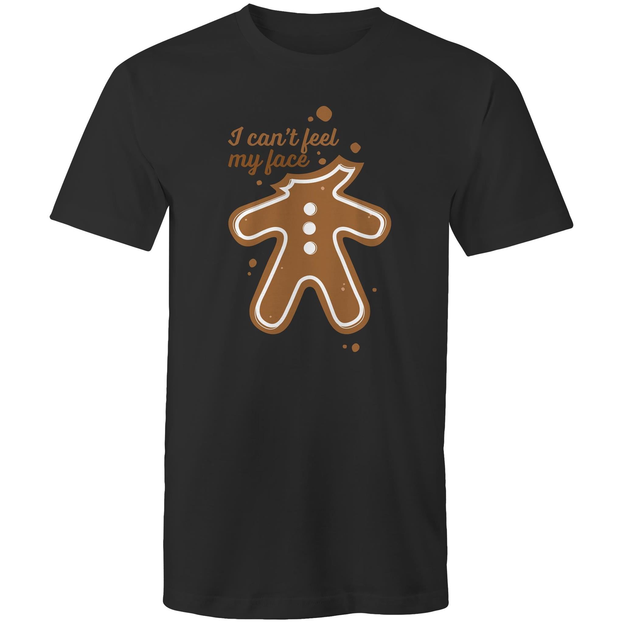 Gingerbread, I Can't Feel My Face - Mens T-Shirt Black Mens Christmas T-shirt Christmas Printed In Australia