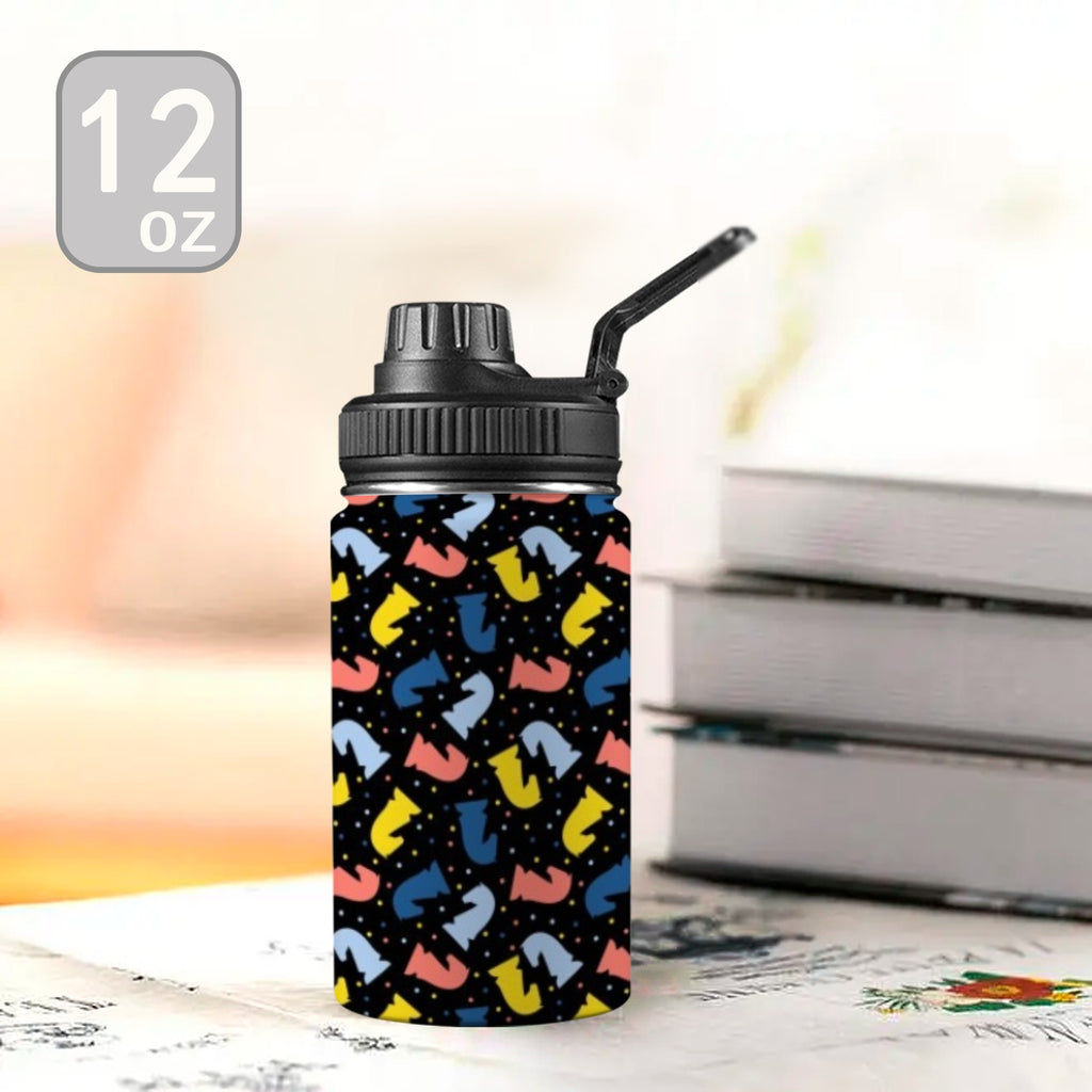 Colourful Chess Kids Water Bottle with Chug Lid (12 oz) Kids Water Bottle with Chug Lid Chess Games Printed Offshore