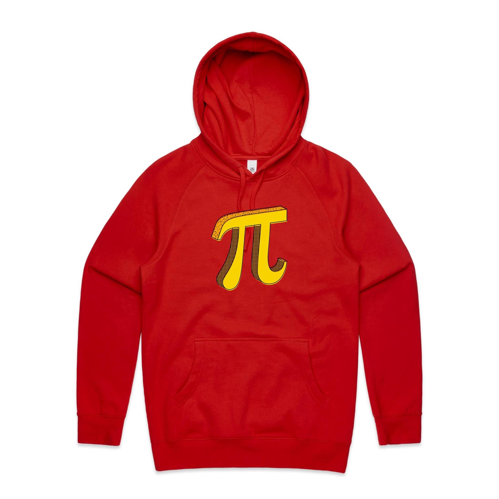 Pi - Mens Hoodie Red Mens Hoodie Maths Printed In Australia Science