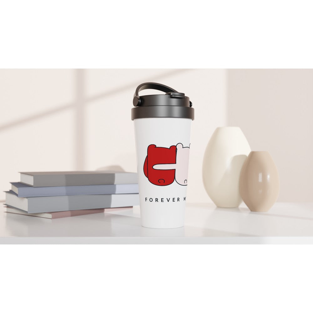 Forever Mine - White 15oz Stainless Steel Travel Mug Travel Mug animal Globally Fulfilled love