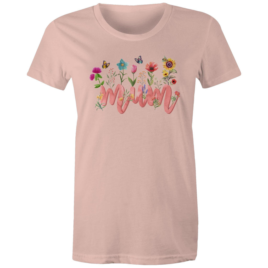 Mum, Flowers And Butterflies - Womens T-shirt
