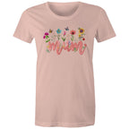 Mum, Flowers And Butterflies - Womens T-shirt