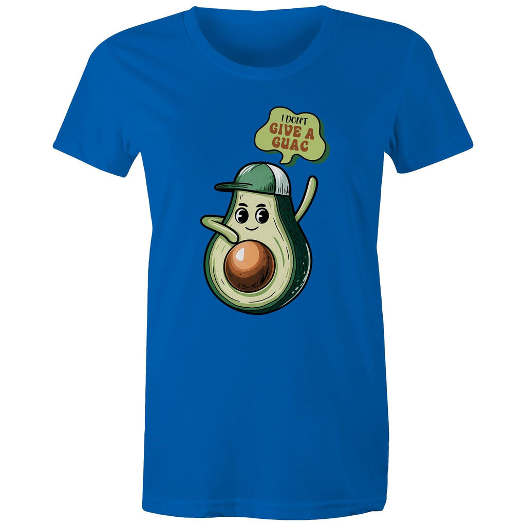 Avocado, I Don't Give A Guac - Womens T-shirt Bright Royal Womens T-shirt Food Printed In Australia