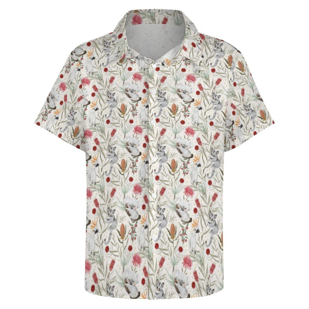 Australian Plants And Animals Women's Collared Pocketless Short Sleeve Shirt