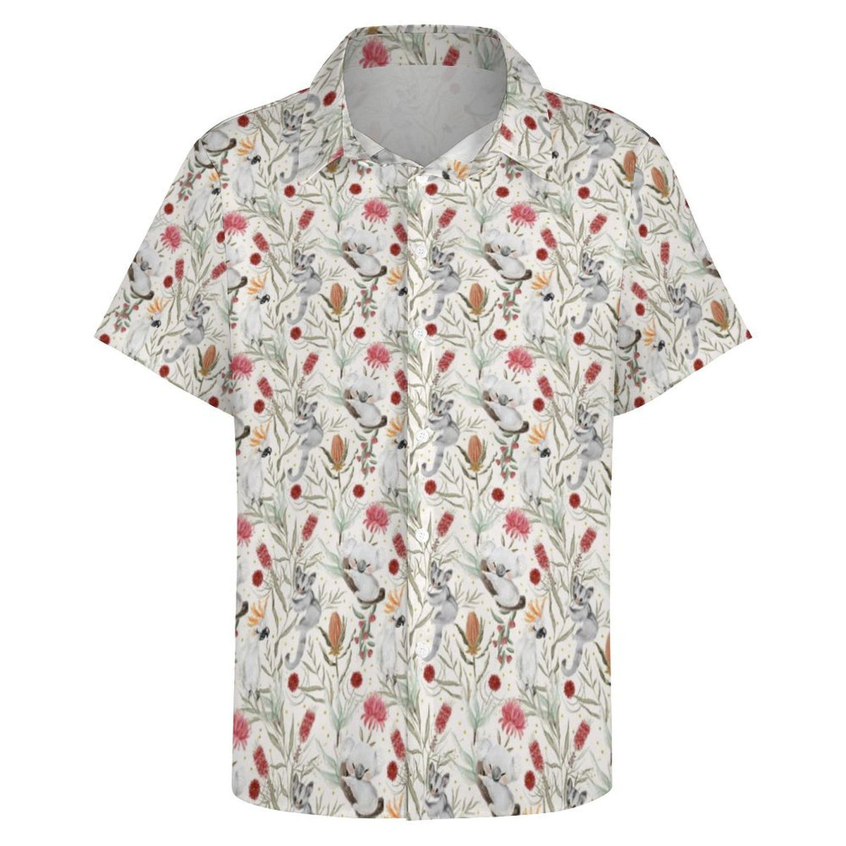 Australian Plants And Animals Women's Collared Pocketless Short Sleeve Shirt