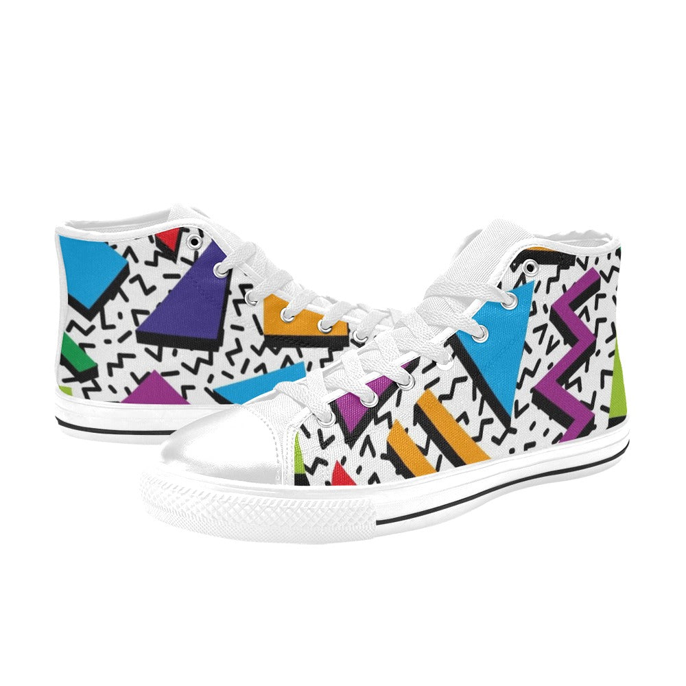80's Abstract - Women's High Top Canvas Shoes Womens Classic High Top Shoes Printed Offshore Retro