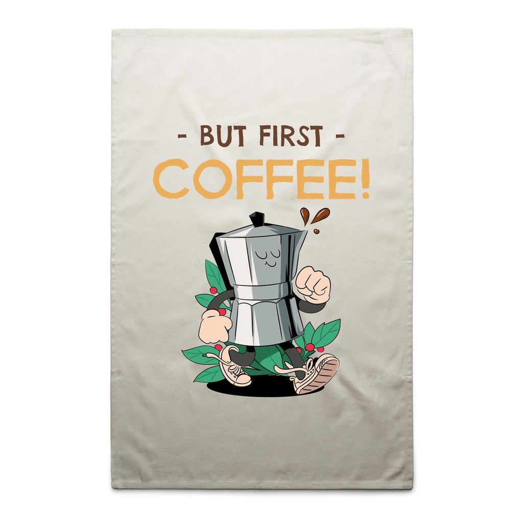 But First, Coffee - AS Colour Tea Towel Cream One Size Tea Towel Coffee Printed In Australia