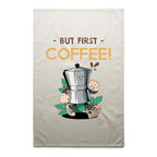 But First, Coffee - AS Colour Tea Towel Cream One Size Tea Towel Coffee Printed In Australia