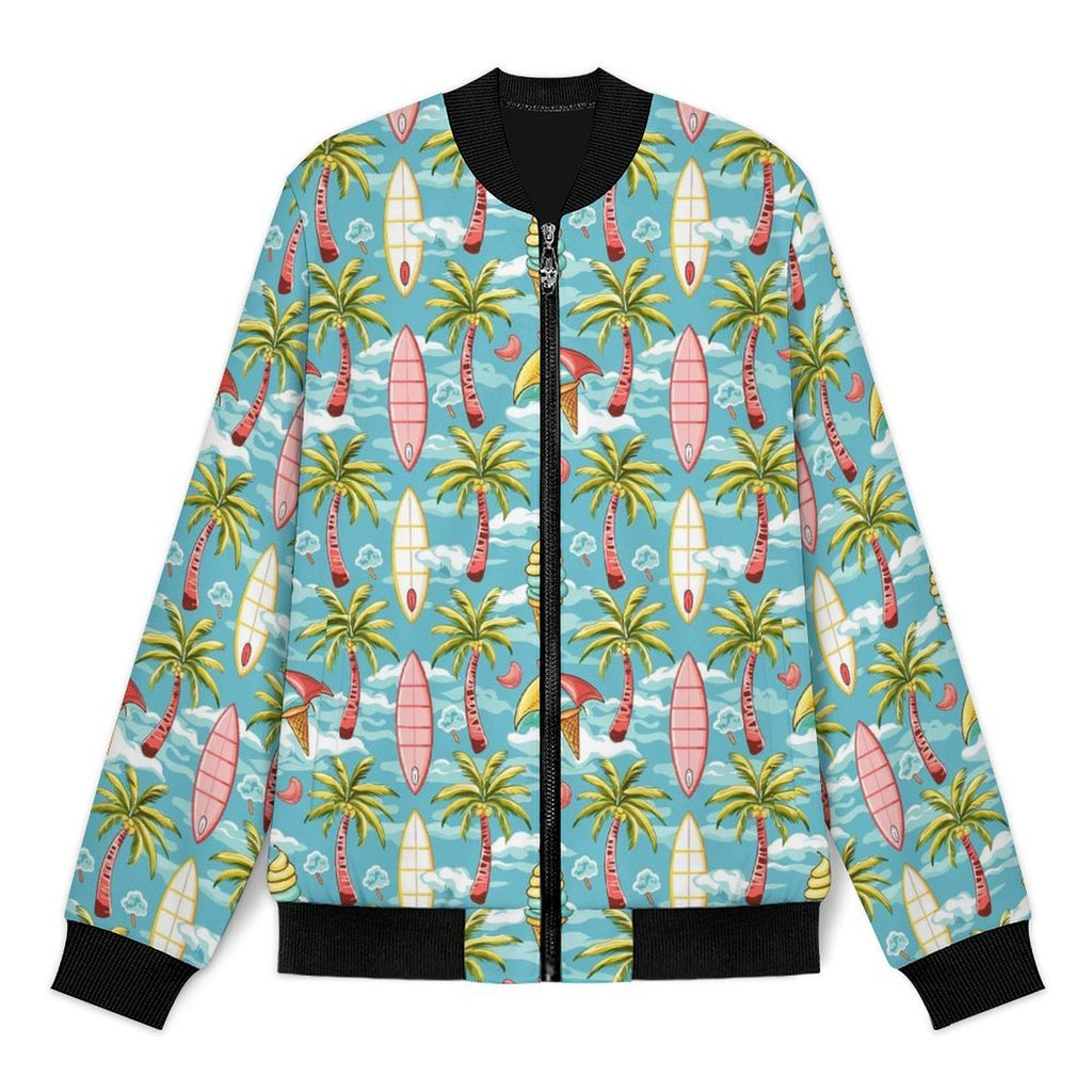 Summer Surf Men's Casual Zip‑Up Bomber Jacket