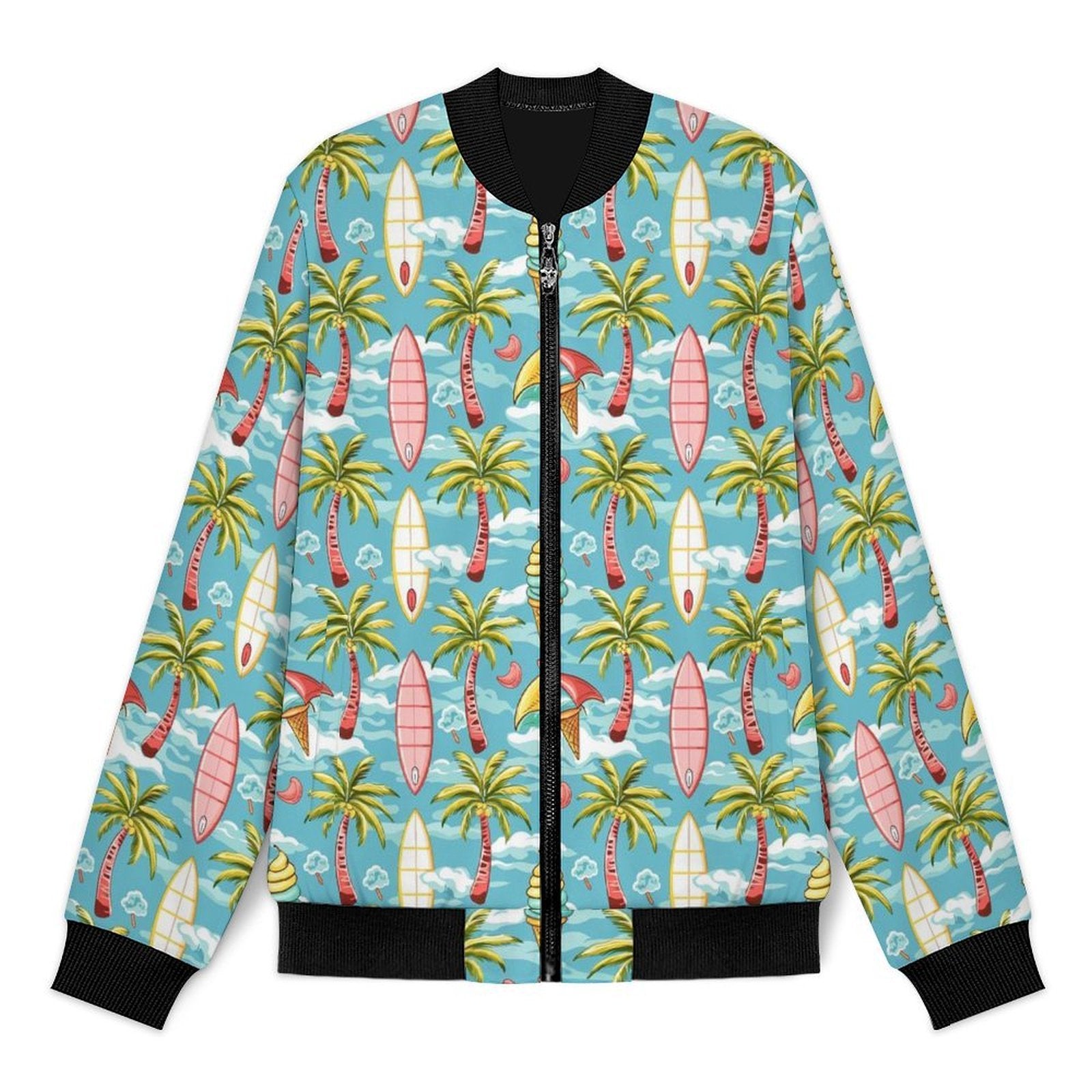 Summer Surf Men's Casual Zip‑Up Bomber Jacket