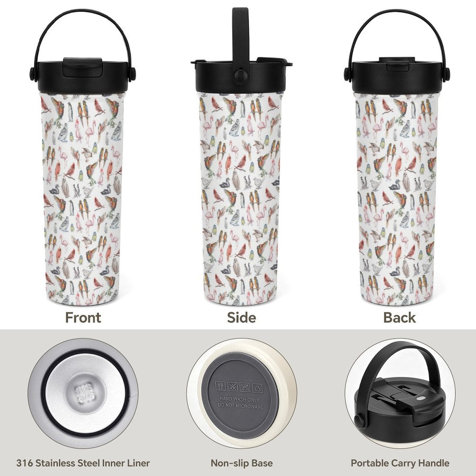 Birds Of A Feather 20oz Tea Tumbler with Carry Handle