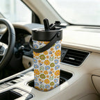 Retro Boho Flower 20oz Tea Tumbler with Carry Handle