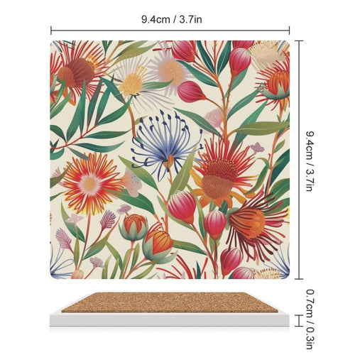 Australian Flora - Ceramic Coasters (Square) Ceramic Coasters Plants Printed Offshore