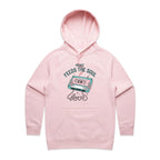 Music Feeds The Soul, Cassette Tape - Womens Hoodie Pink Womens Hoodie Music Printed In Australia