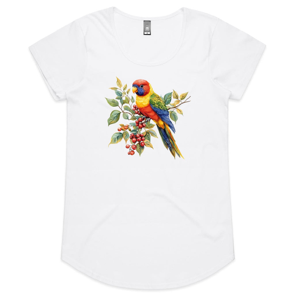 Lorikeet, Australian Birds - Womens Scoop Neck T-Shirt White Womens Scoop Neck T-shirt animal Printed In Australia