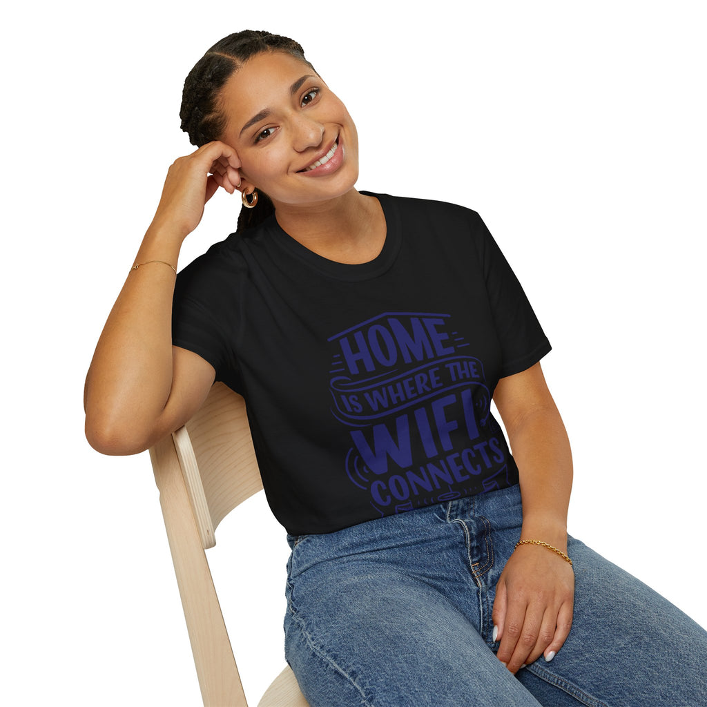 Home Is Where The WIFI Connects Automatically - Unisex Softstyle T-Shirt