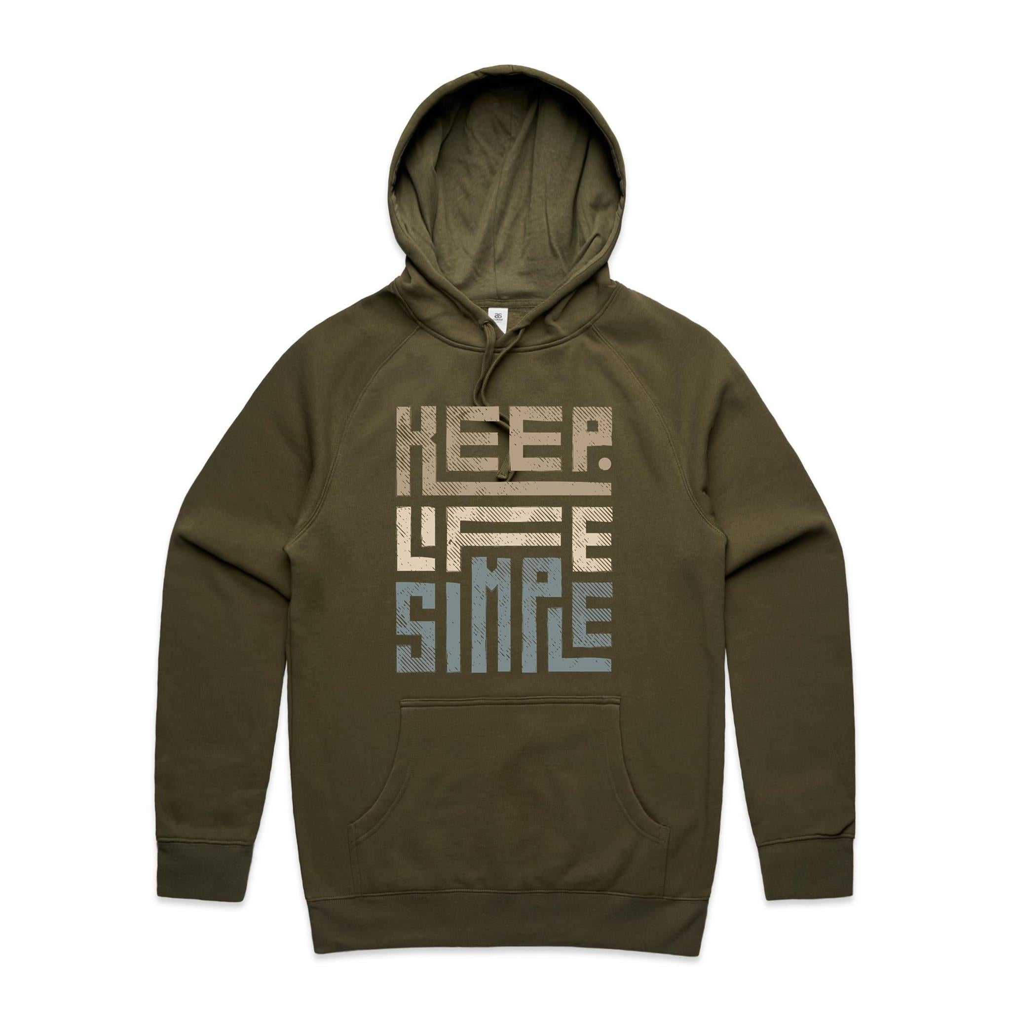 Keep Life Simple - Mens Hoodie Army Mens Hoodie Positivity Printed In Australia