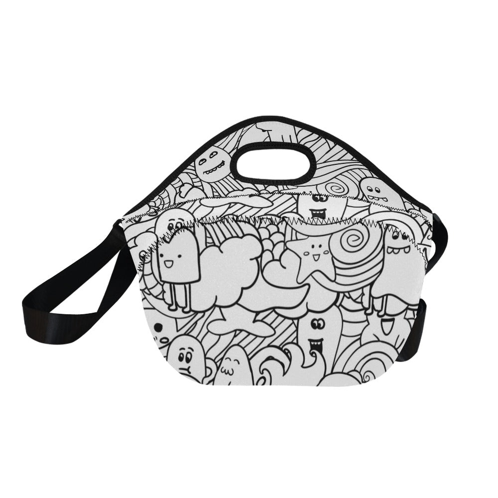 Black And White Creatures - Neoprene Lunch Bag Neoprene Lunch Bag Printed Offshore