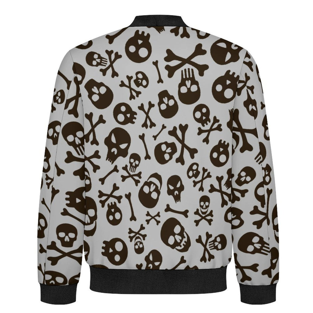 Skull And Crossbones Men's Casual Zip‑Up Bomber Jacket