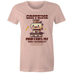 Caffeine Maintains My Sunny Personality - Womens T-shirt Pale Pink Womens T-shirt Coffee Printed In Australia