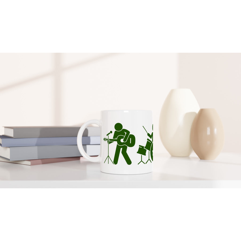 Rock Band - White 11oz Ceramic Mug White 11oz Mug Globally Fulfilled Music