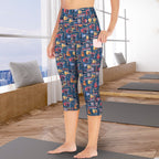 Music Instruments Women's High Waist Pocket Capri Yoga Leggings Women's High Waist Capri Yoga Leggings Music Printed Offshore