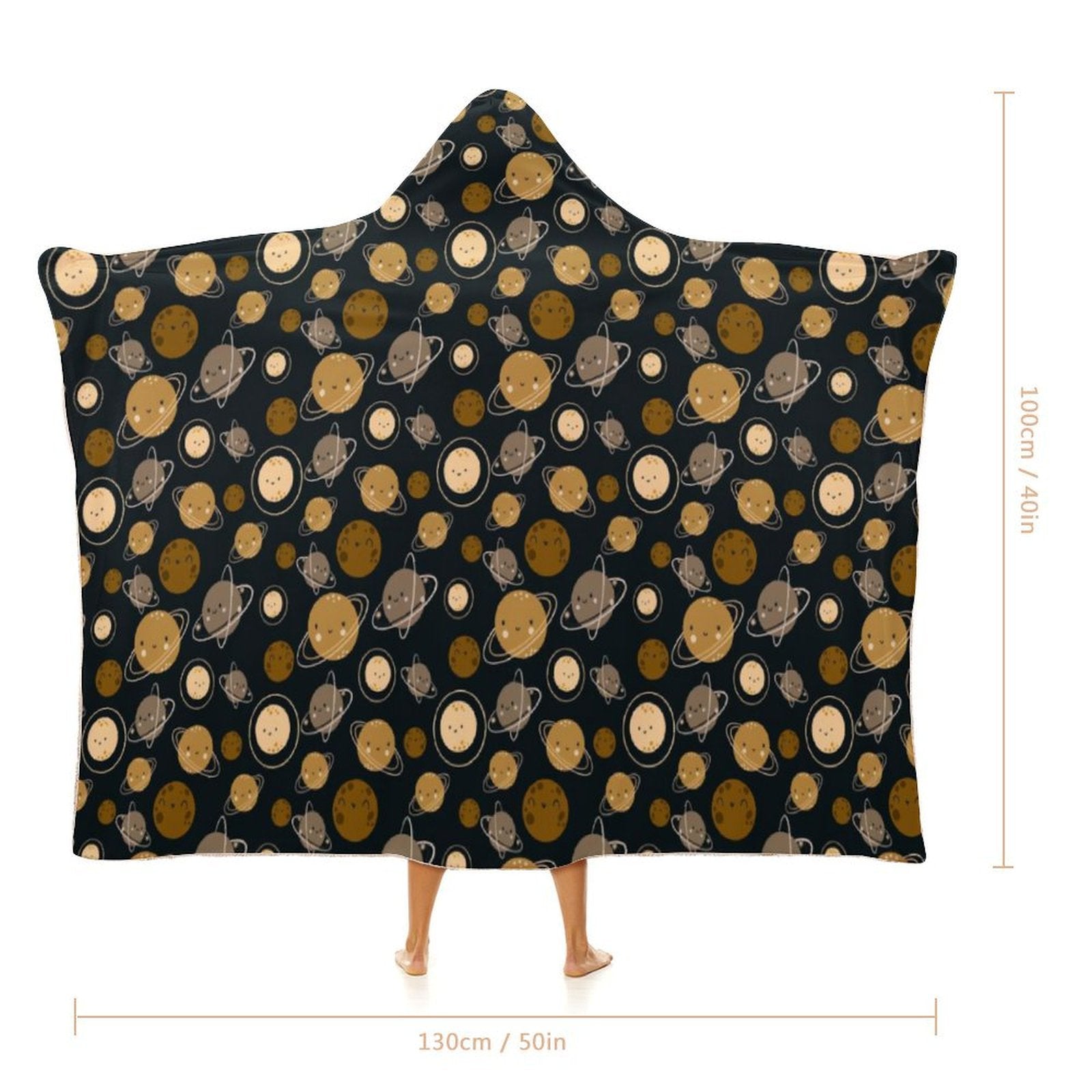 Planets Kids Hooded Blanket 100cm x 130cm