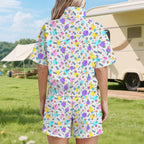 80's Grid Women's Windbreaker Short Set Women's Windbreaker Short Set Printed Offshore Retro