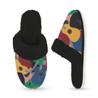 Colourful Guitars Women's Fur Trim Thick-Sole Indoor Slippers Women's Fur Trimmed Slippers Music Printed Offshore