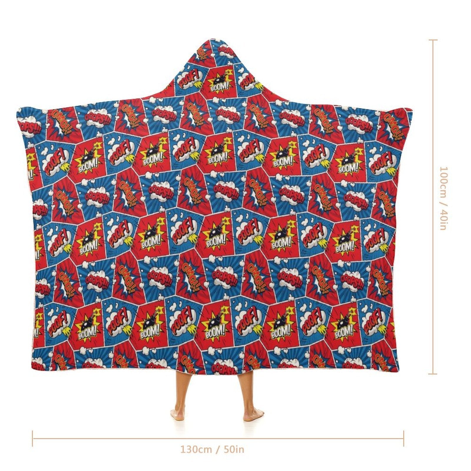 Comic Book Cells Kids Hooded Blanket 100cm x 130cm Kids Hooded Blanket comic Printed Offshore