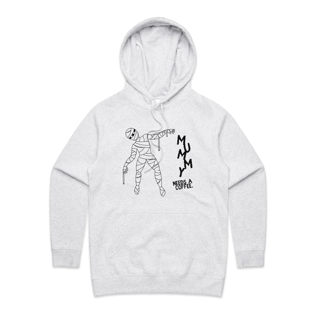 Mummy Needs A Coffee - Womens Hoodie White Marle Womens Hoodie Coffee Mum Printed In Australia