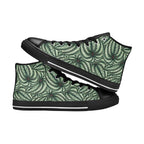 Stripy Leaves Men's High Top Canvas Shoes Men's Classic High Top Canvas Shoes Plants Printed Offshore