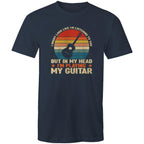 In My Head I'm Playing My Guitar - Mens T-Shirt Navy Mens T-shirt Music Printed In Australia