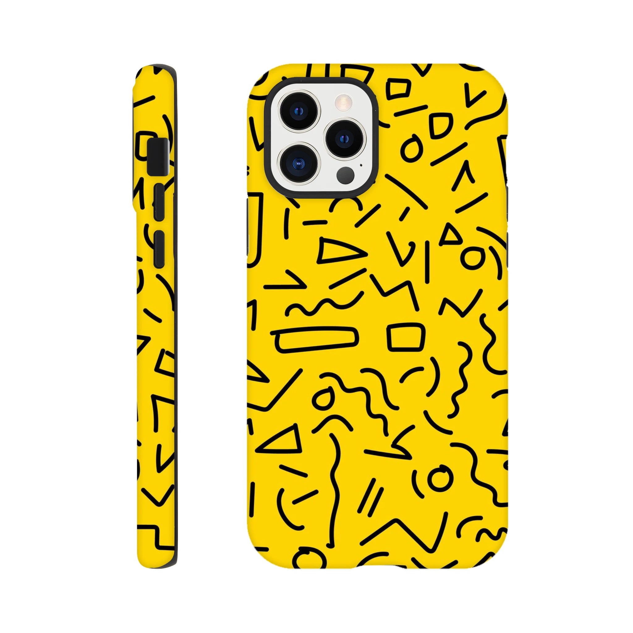Yellow Black Graphic Squiggle - Apple iPhone Tough case iPhone 12 Pro iPhone Tough Case Globally Fulfilled Retro